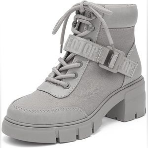 Grey Redtop Combat Boots